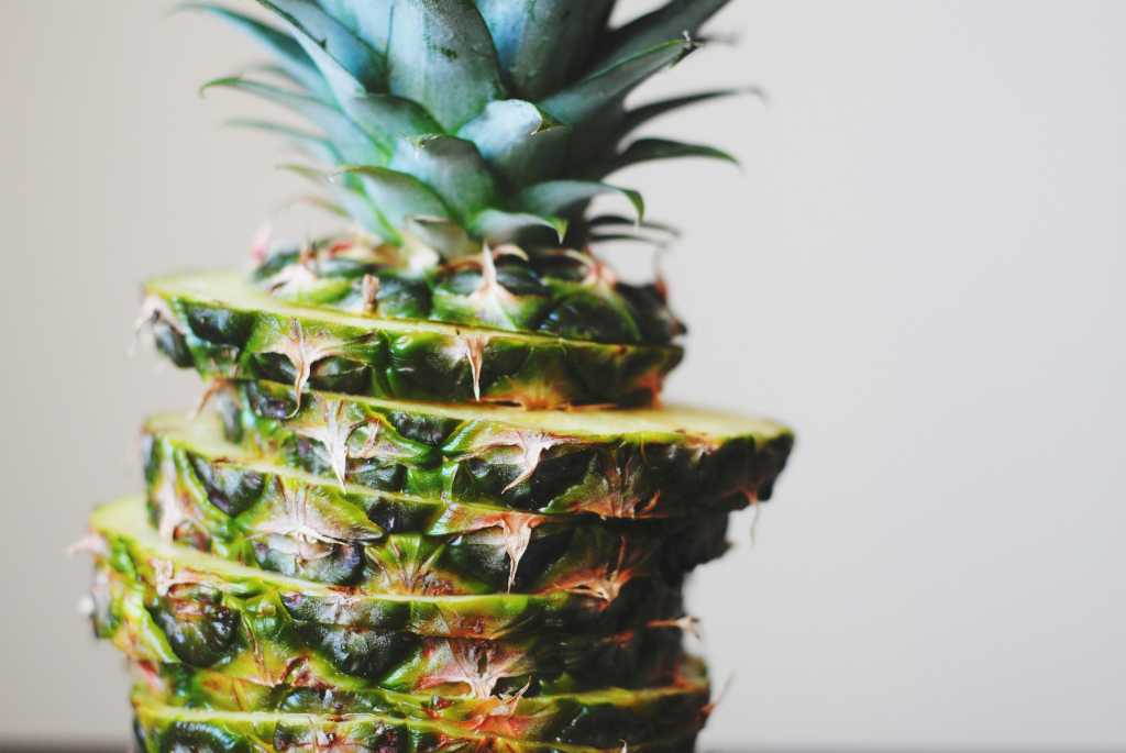 close-up of sliced pineapple