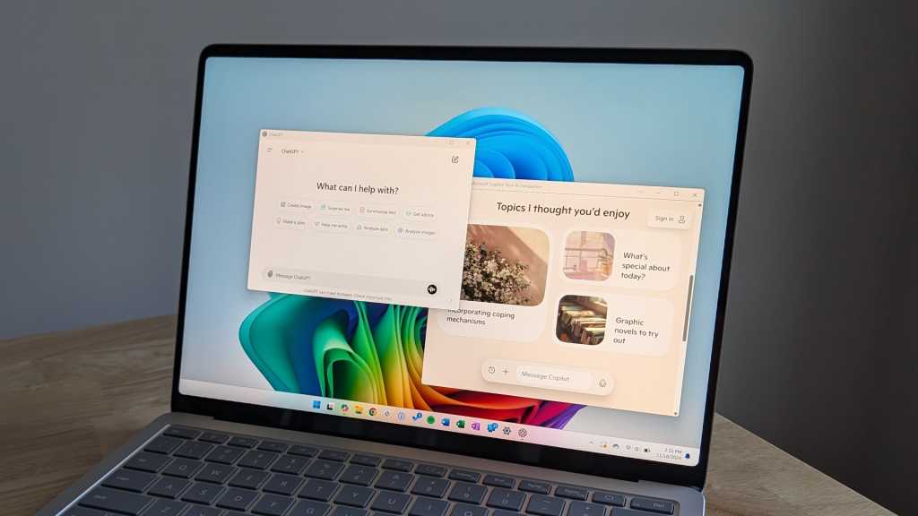 Surface Laptop running ChatGPT and Microsoft Copilot