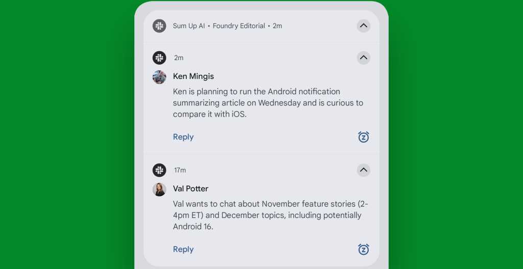 Android notification summary