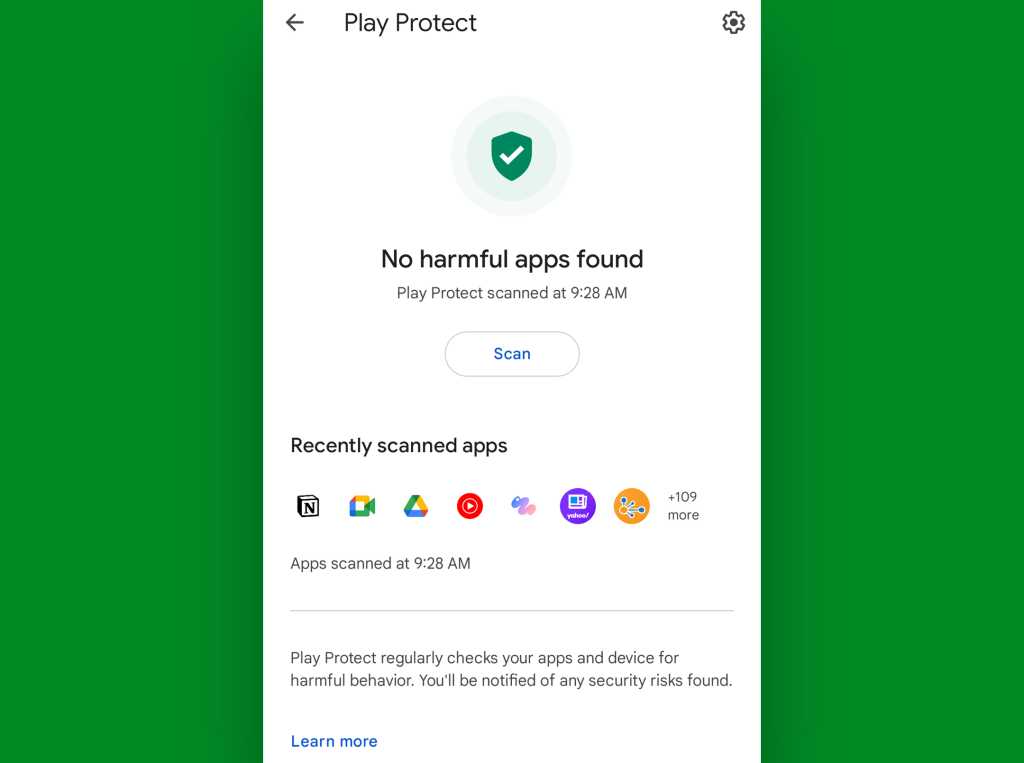 Android security settings: Google Play Protect