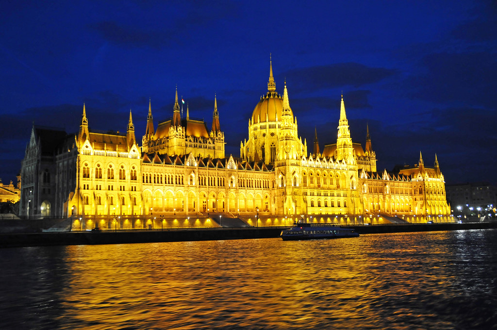budapest government building at night