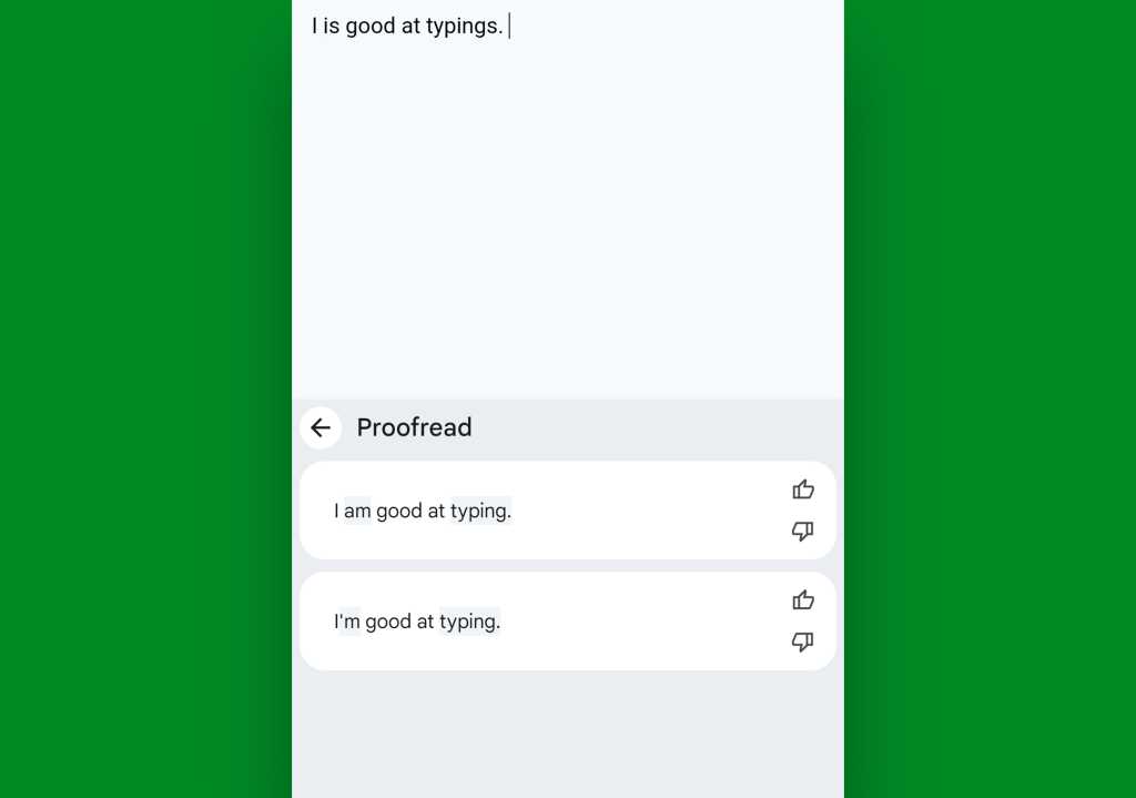 Google Gboard Android text input: Proofread