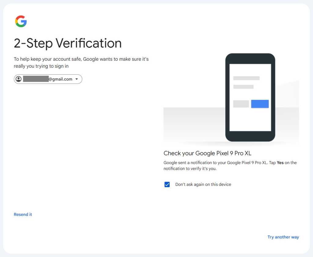 setting up two factor authentication for google account