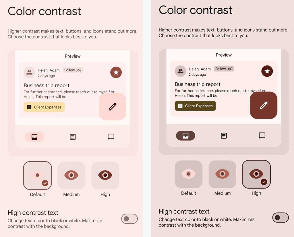 Google Pixel Android 15: Color contrast