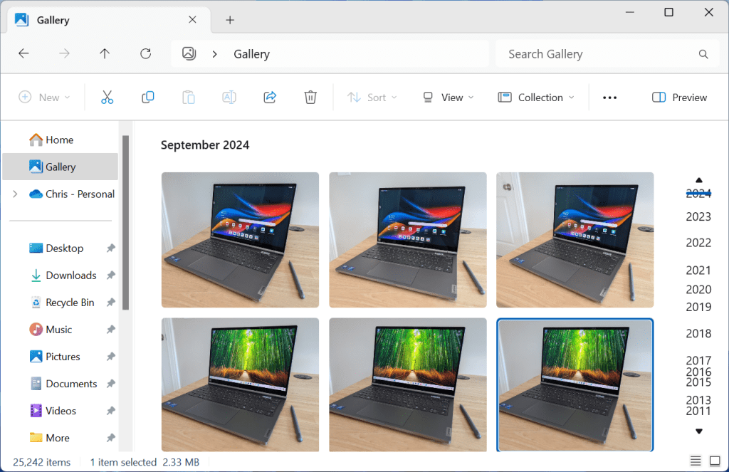 Gallery in File Explorer