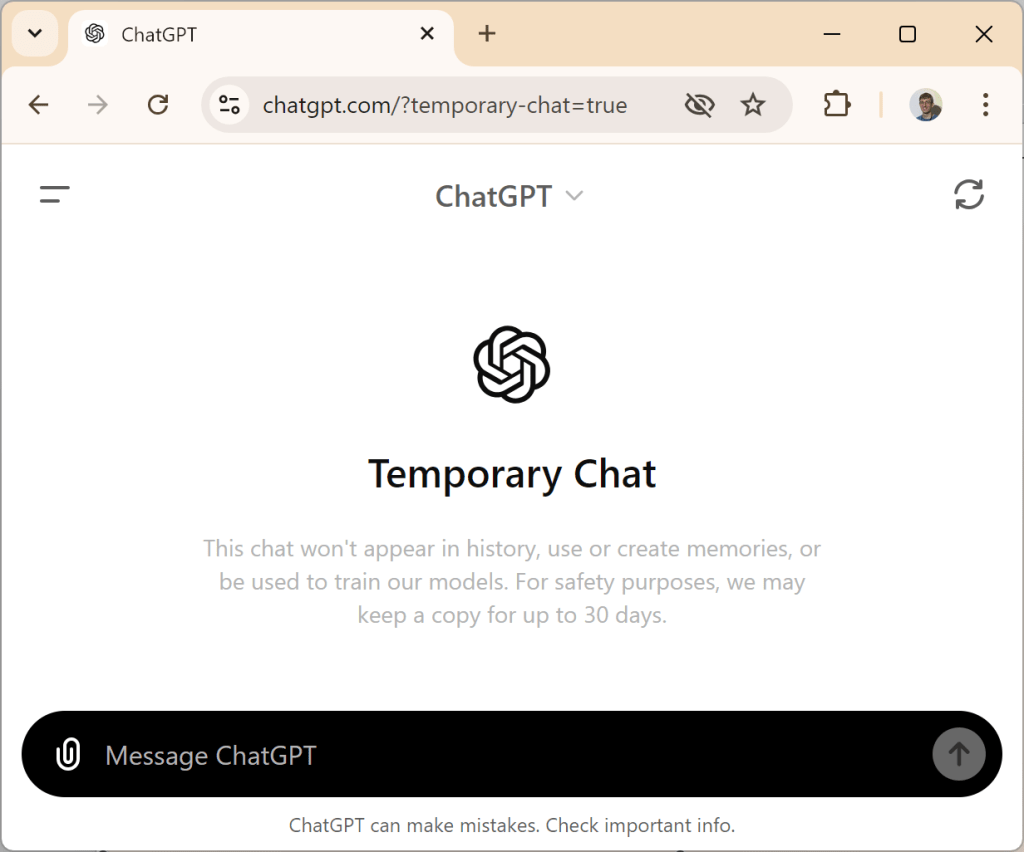 ChatGPT Temporary Chat