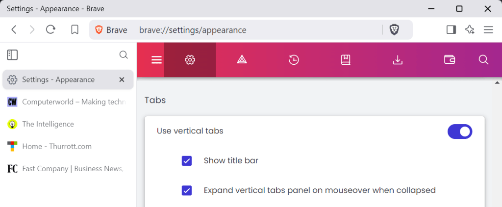 Brave vertical tabs