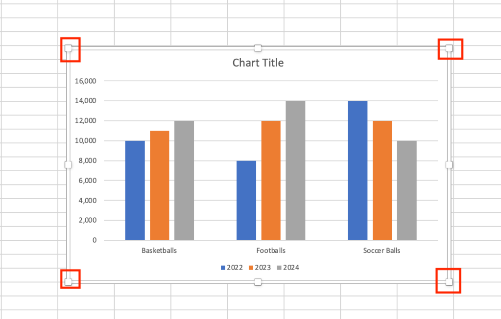 resizing a chart in excel