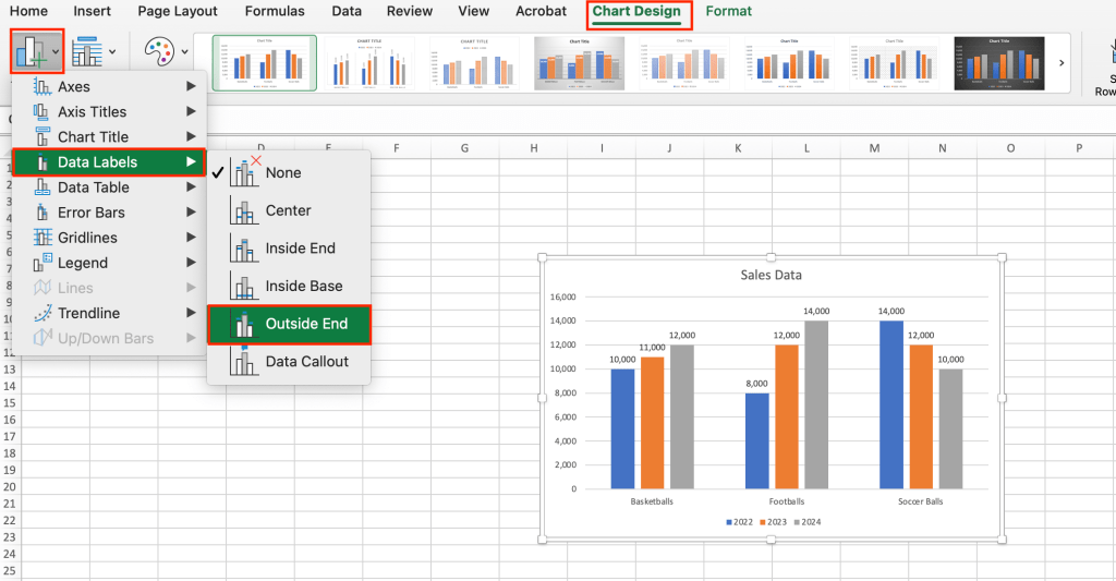 adding data labels to a chart in excel