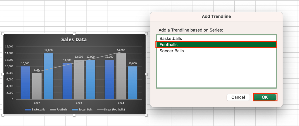 adding a trendline to a chart in excel