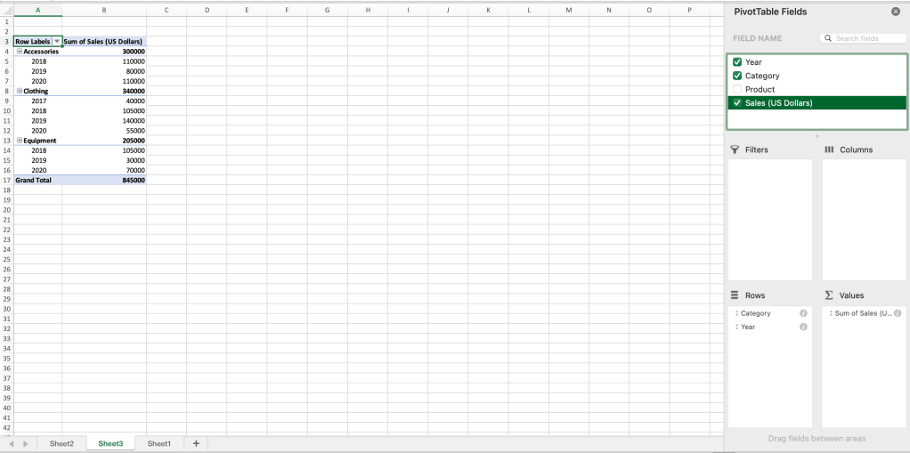 second pivottable on new worksheet in excel