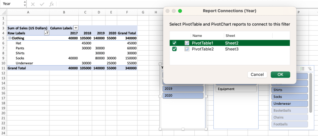 connect slicer to second pivottable