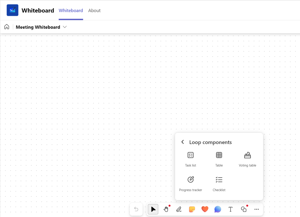 inserting a loop component in a whiteboard