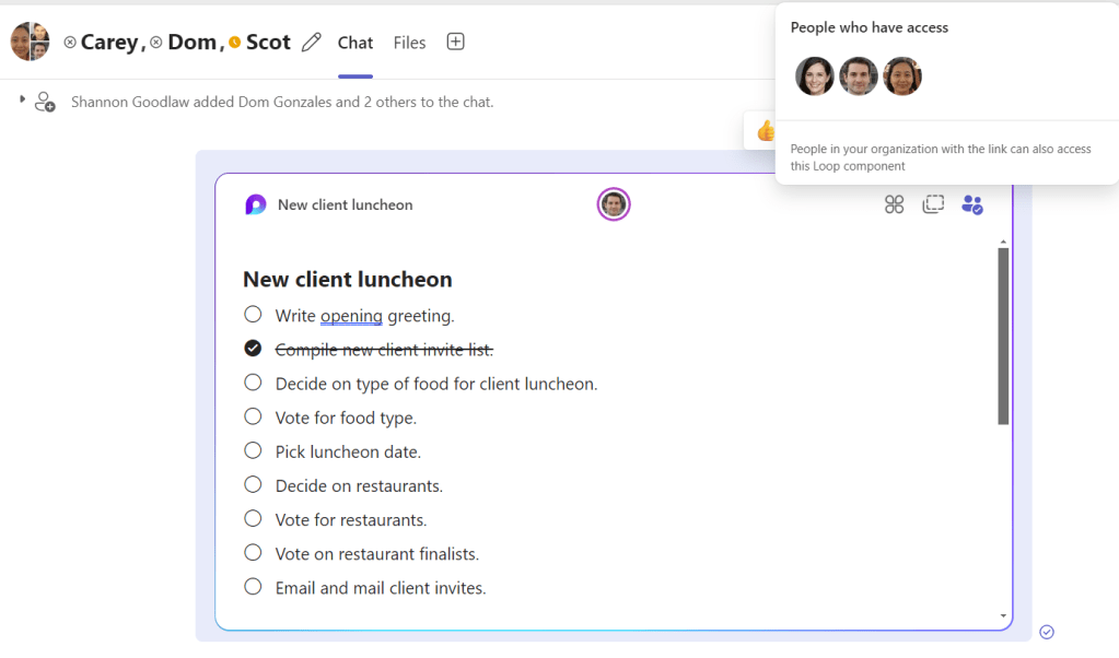 checking who has access to a component in teams